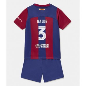 Barcelona Alejandro Balde #3 Hemmakläder Barn 2023-24 Kortärmad (+ Korta byxor)